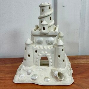 Partylite Sand Castle Tealight Candle Holder White Bisque Porcelain Retired